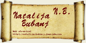 Natalija Bubanj vizit kartica